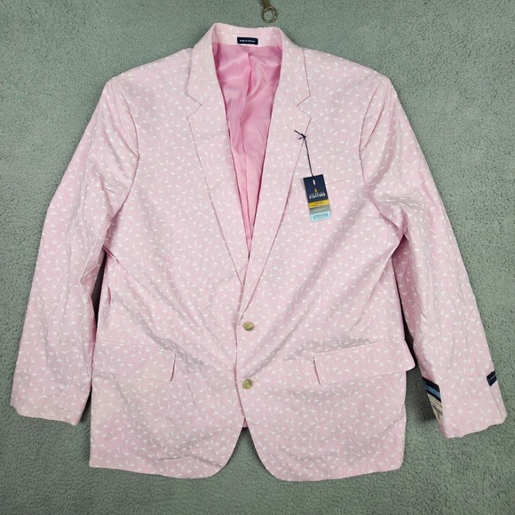 Stafford Pink Flamingo Blazer Sport Coat 52R Classic Fit Stretch Cotton - Picture 1 of 14